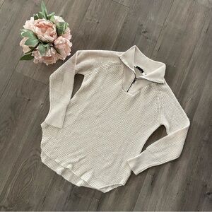 Nordstrom RDI Cream Knit Quarter Zip Pullover